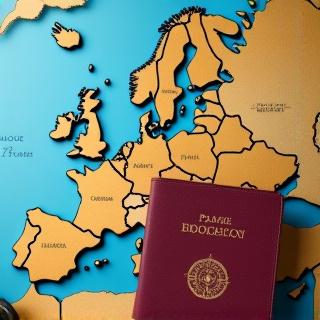 Illustration of European borders and passports